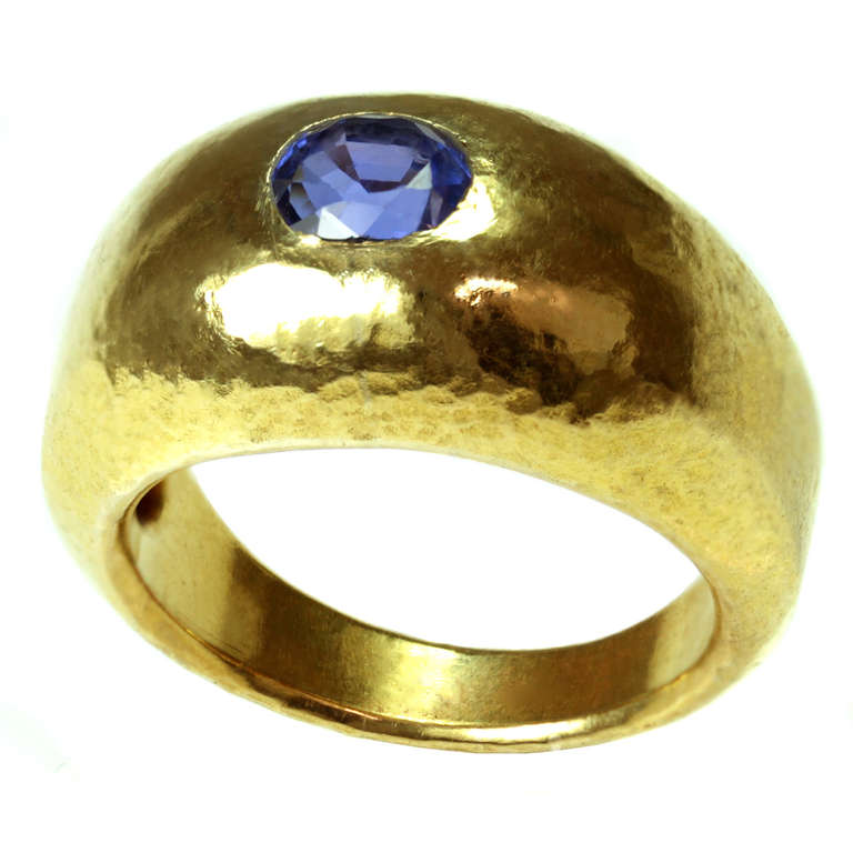 Tiffany & Co. Schlumberger Blue Sapphire Yellow Gold Ring 1