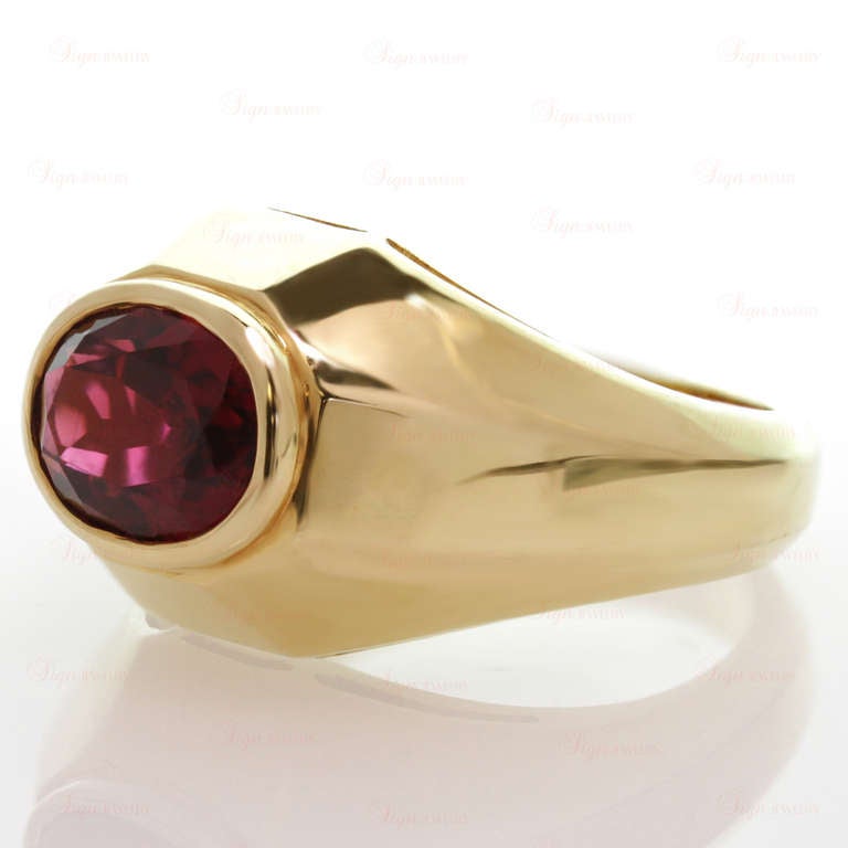 Women's 1990s BULGARI Rubellite Yellow Gold Ring