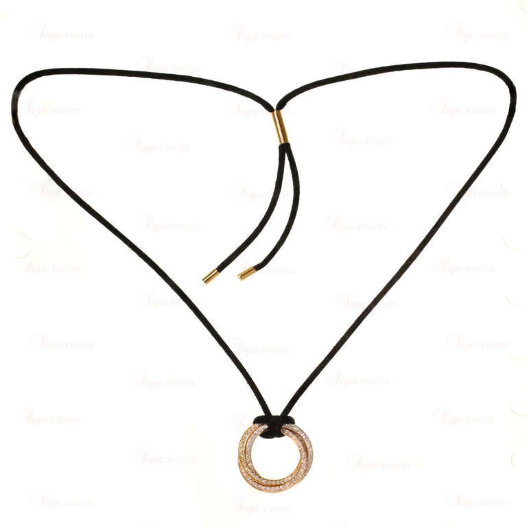 Cartier Trinity Diamond Tri-Gold Pendant Necklace 2