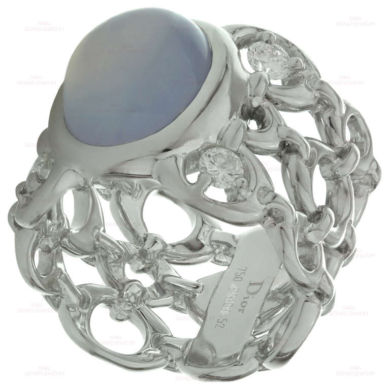 Women's 2000s CHRISTIAN DIOR Diamond Chalcedony White Gold Ring
