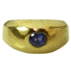 Tiffany & Co. Schlumberger Blue Sapphire Yellow Gold Ring