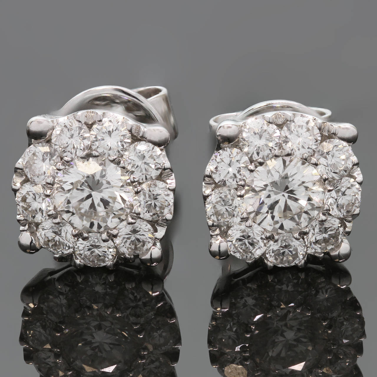 Diamond White Gold Mosaic Stud Earrings