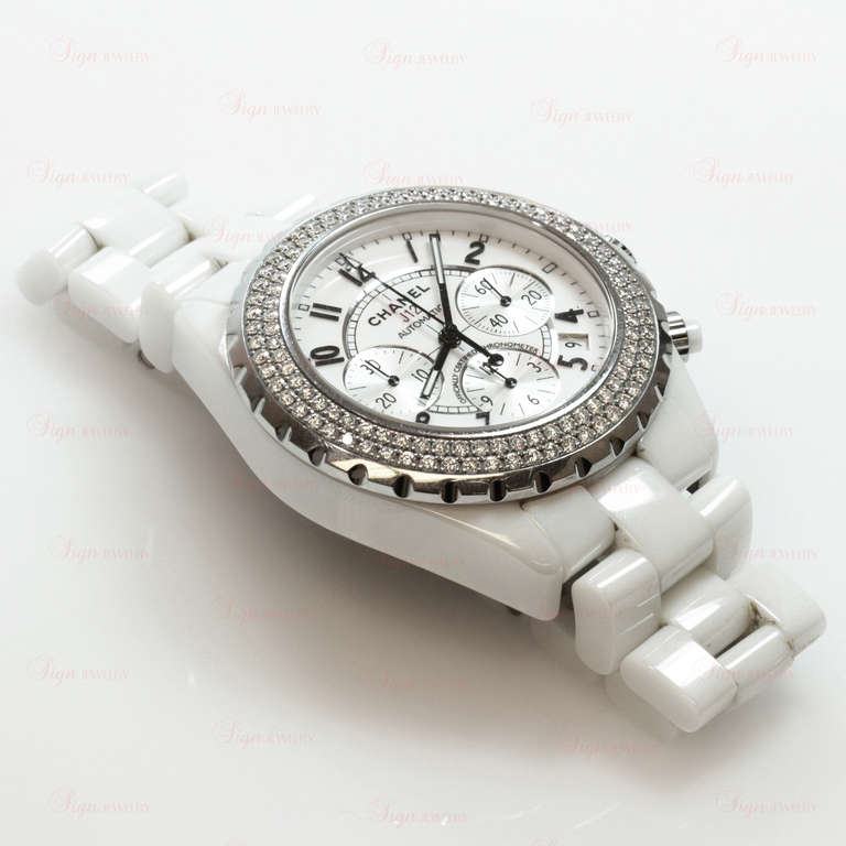 Chanel Lady's Ceramic and Diamond J12 Automatic Chronograph Wristwatch 1