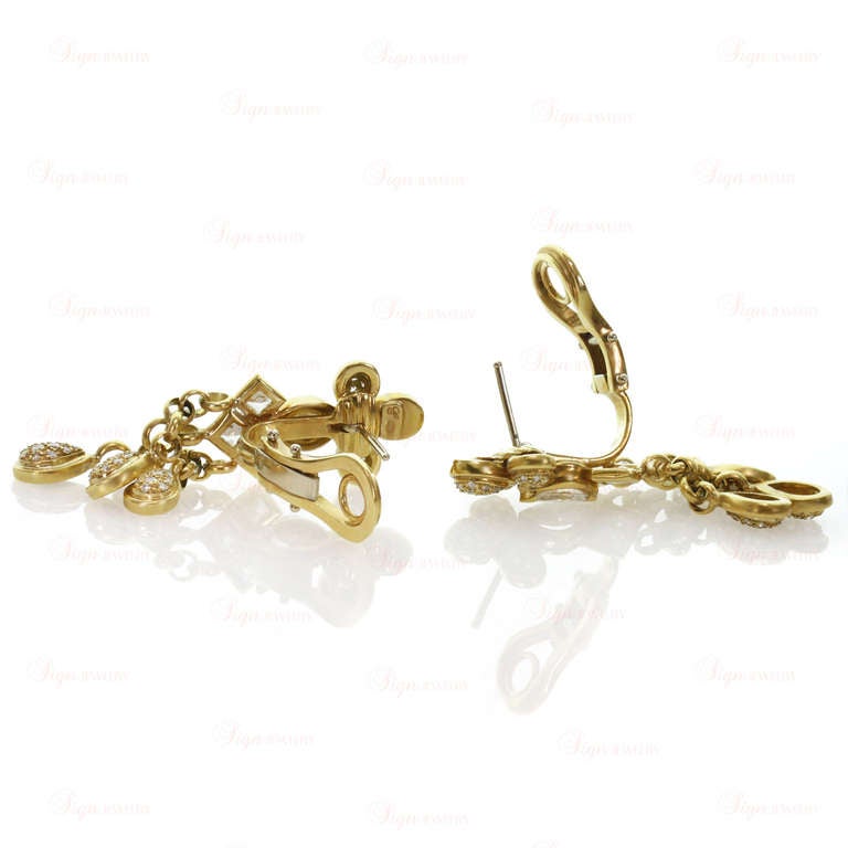 2000s CHATILA Yellow Gold Diamond Evening Necklace & Earrings Set 1