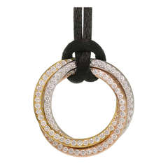 Cartier Trinity Diamond Tri-Gold Pendant Necklace