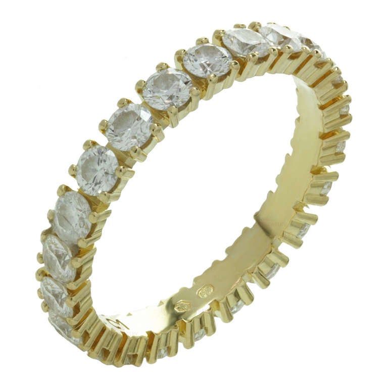 2000s CARTIER Diamond Yellow Gold Eternity Band Ring at 1stdibs
