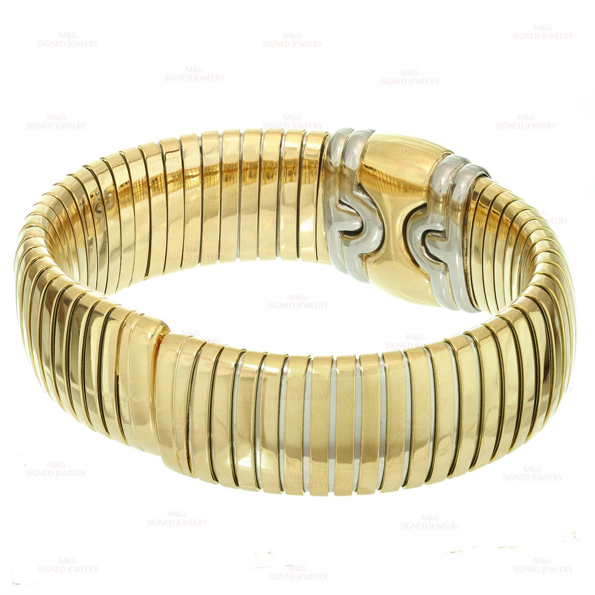 Women's Bulgari Tubogas Two Color Gold Bracelet