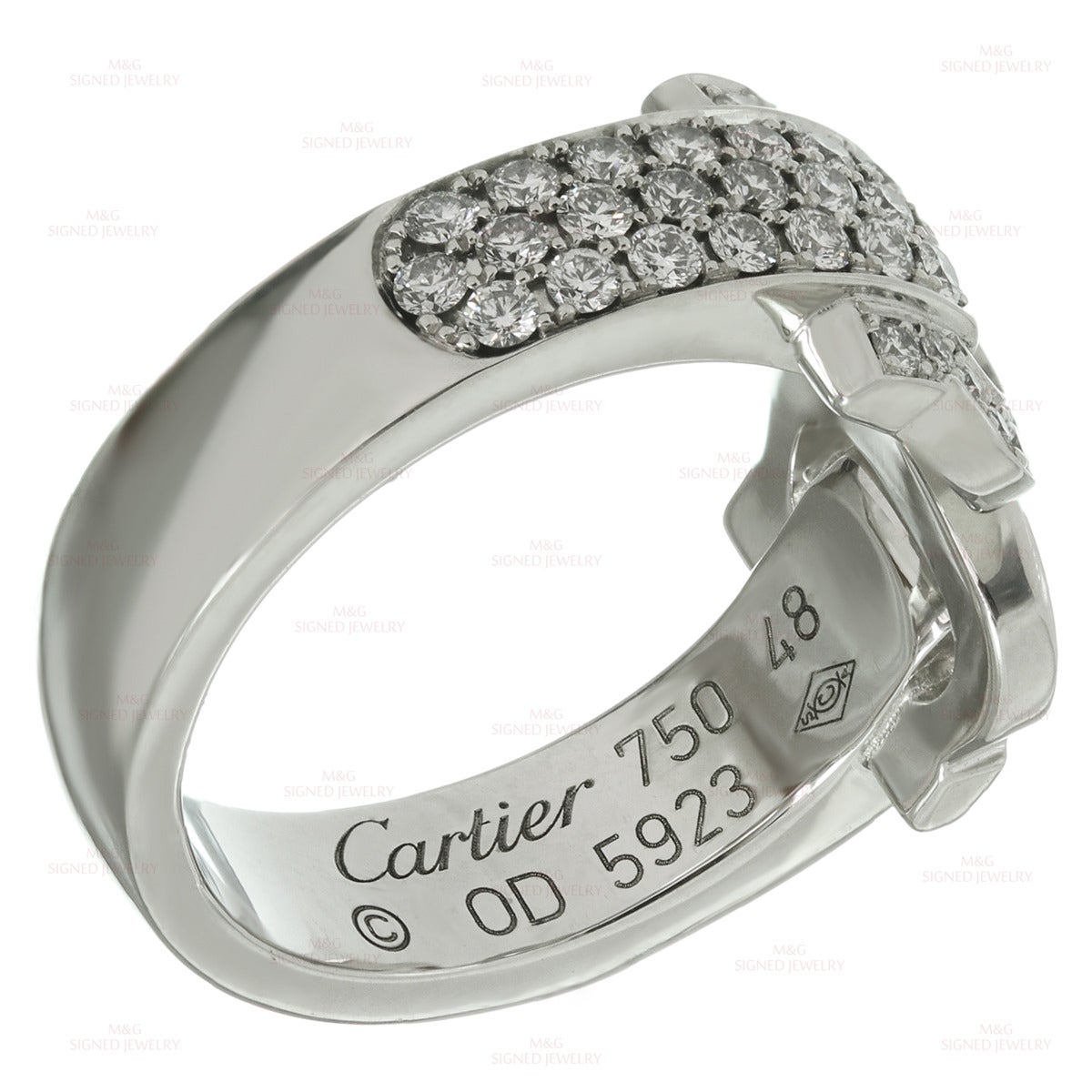 Cartier Double C Decor Diamond Gold Ring In Excellent Condition In New York, NY