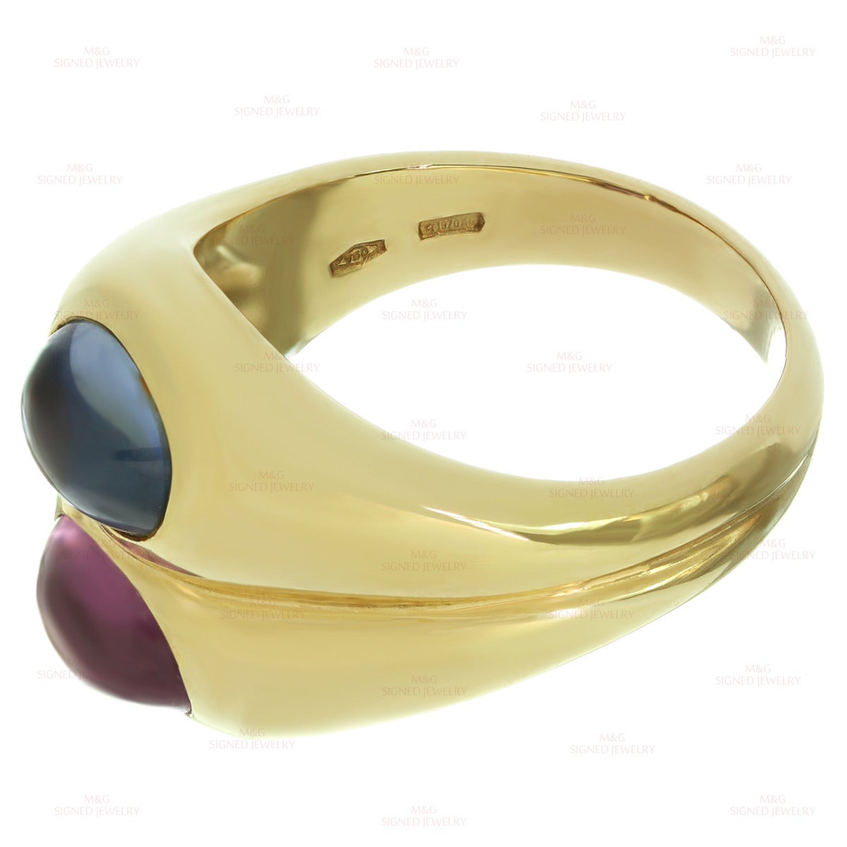 Iconic 1980s Bulgari Blue Pink Sapphire Gold Ring 1