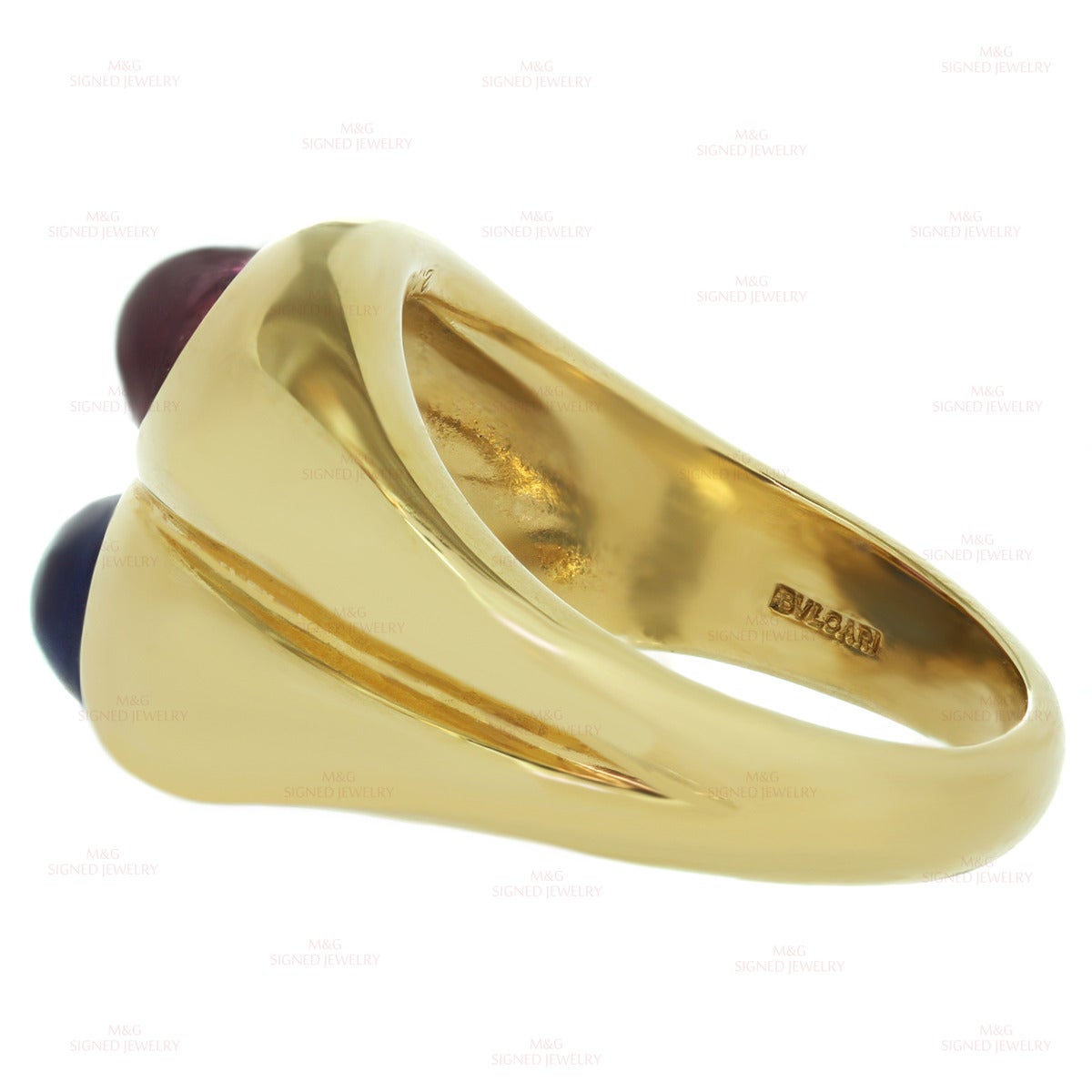 Iconic 1980s Bulgari Blue Pink Sapphire Gold Ring 2