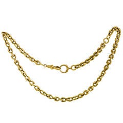 1900s Antique Victorian Yellow Gold Pocket Watch Chain Necklace