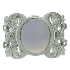 2000s CHRISTIAN DIOR Diamond Chalcedony White Gold Ring