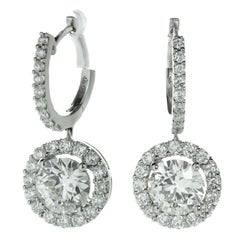 Modern Diamond White Gold Round Drop Earrings