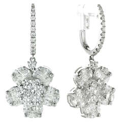 Gorgeous 2010s Diamond White Gold Flower Drop Earrings