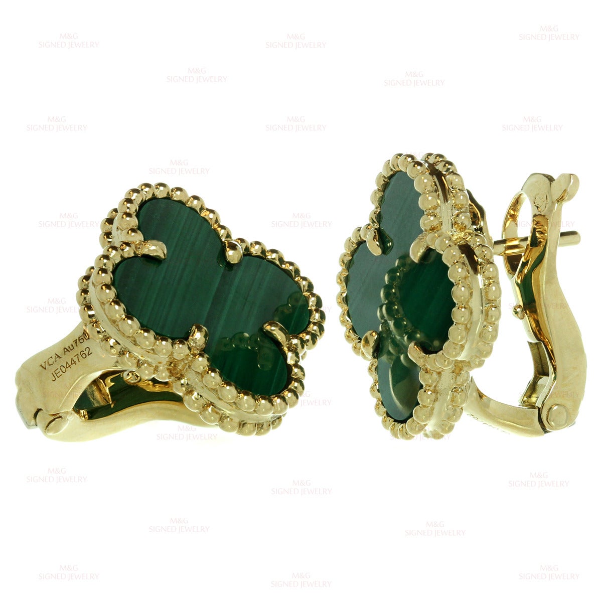 Women's Van Cleef & Arpels Vintage Alhambra Green Malachite Gold Earrings