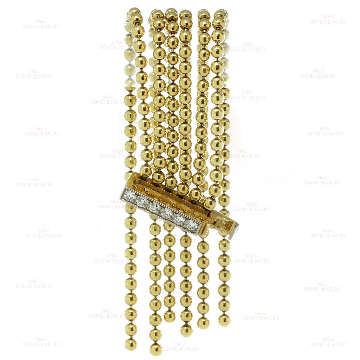 Cartier Paris Nouvelle Vague Diamond Gold Adjustable Beads Ring 1