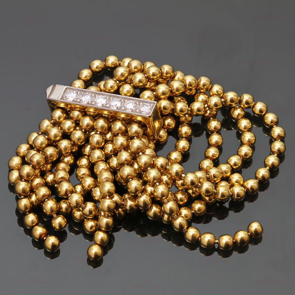 Cartier Paris Nouvelle Vague Diamond Gold Adjustable Beads Ring 2