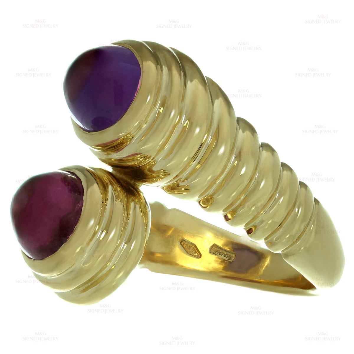 Bulgari Rubellite Amethyst Gold Ring In Excellent Condition In New York, NY