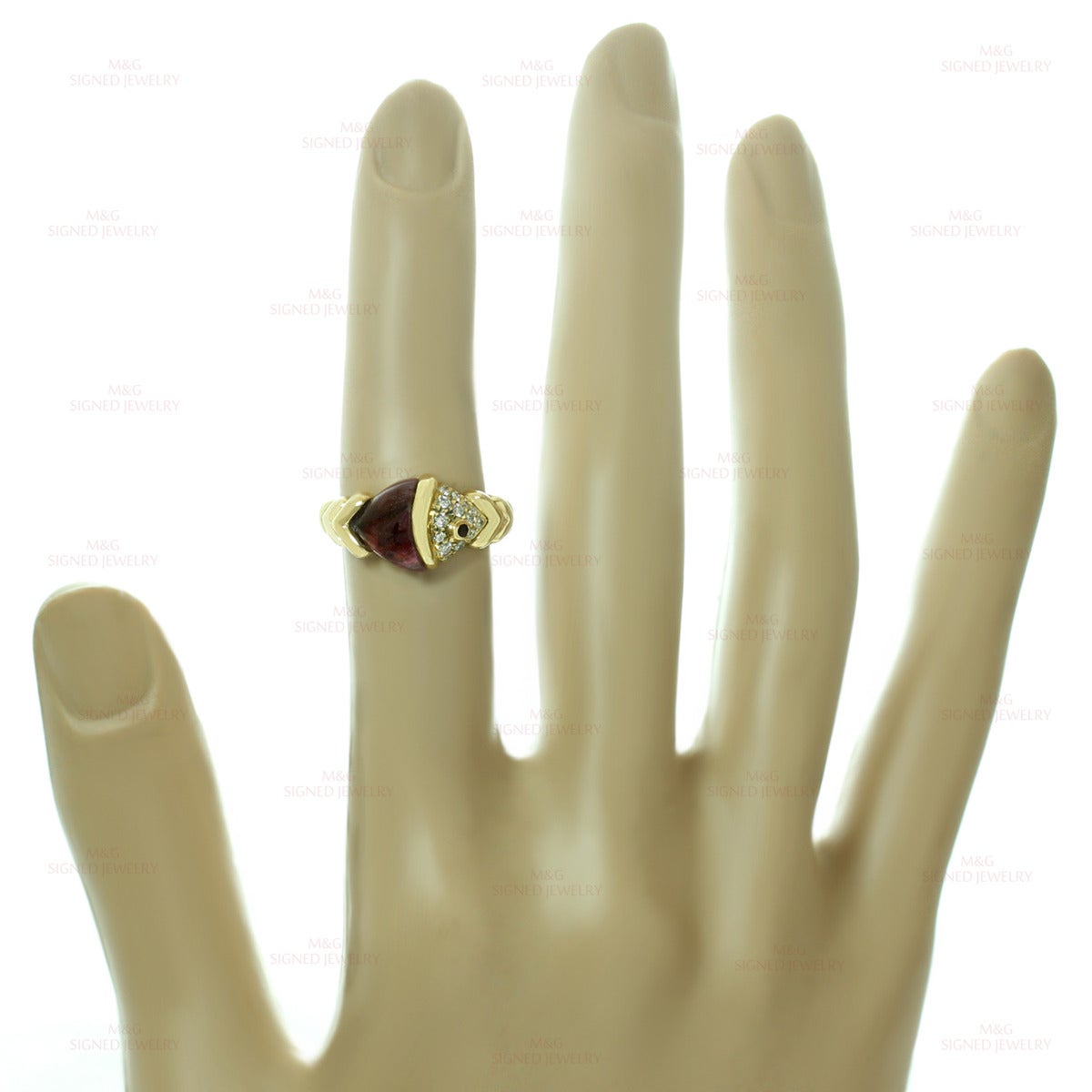 Bulgari Cabochon Rubellite Diamond Gold Ring 2