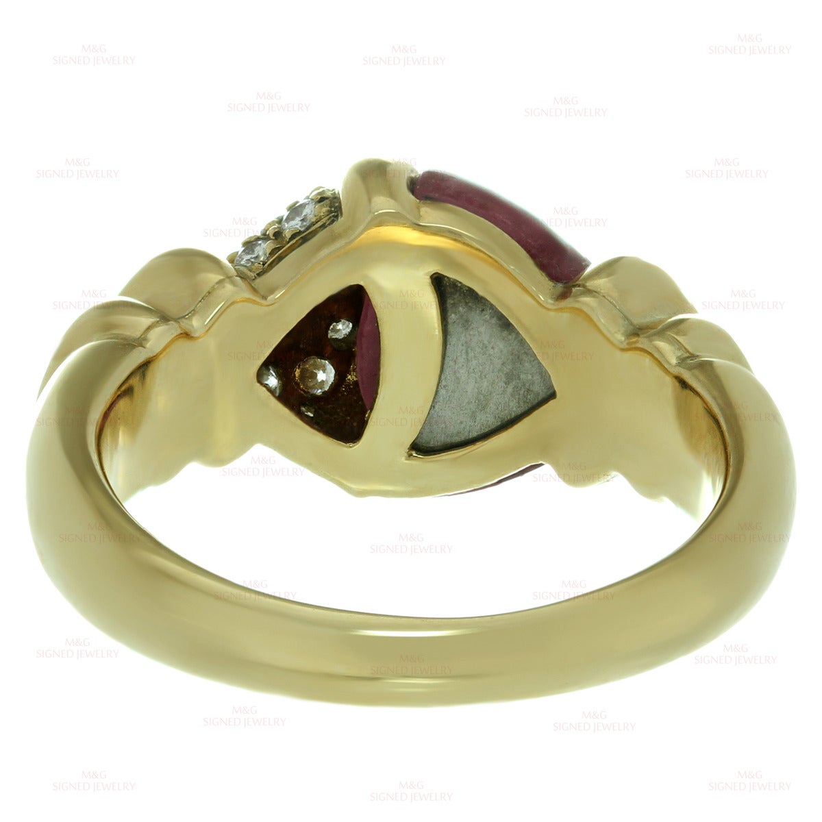 Women's Bulgari Cabochon Rubellite Diamond Gold Ring