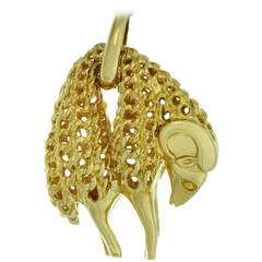 Vintage 1970s Cartier Golden Fleece Ram Gold Pendant