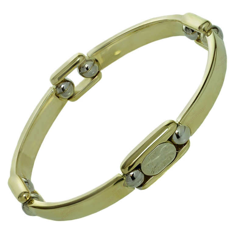 SAURO White Yellow Gold Mens Link Bracelet $3500 at 1stdibs