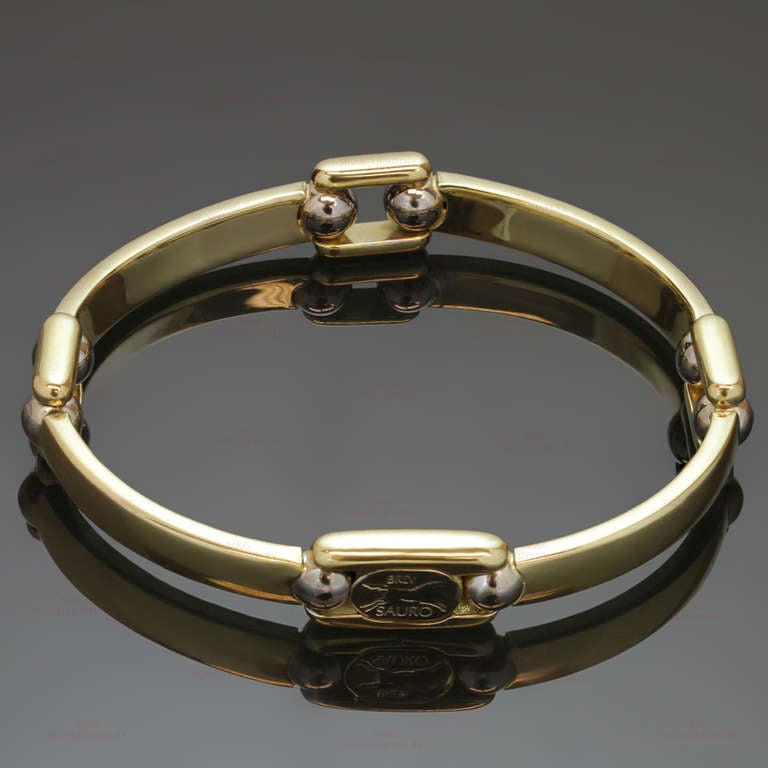 Women's SAURO White Yellow Gold Mens Link Bracelet $3500