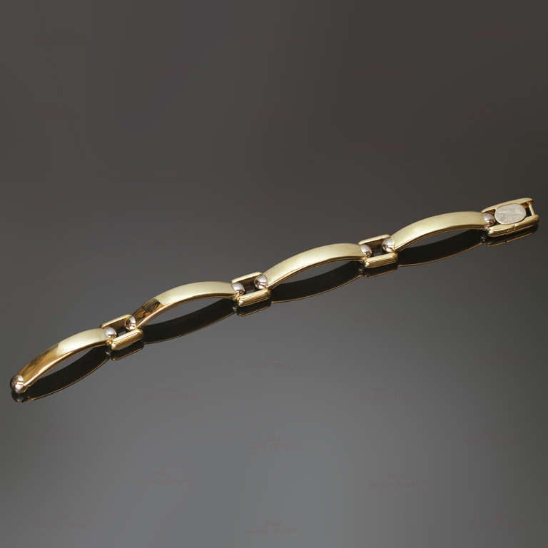 SAURO White Yellow Gold Mens Link Bracelet $3500 In Excellent Condition In New York, NY