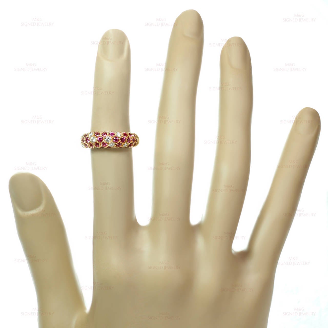 Women's Cartier Pink Sapphire Diamond Gold Band Ring