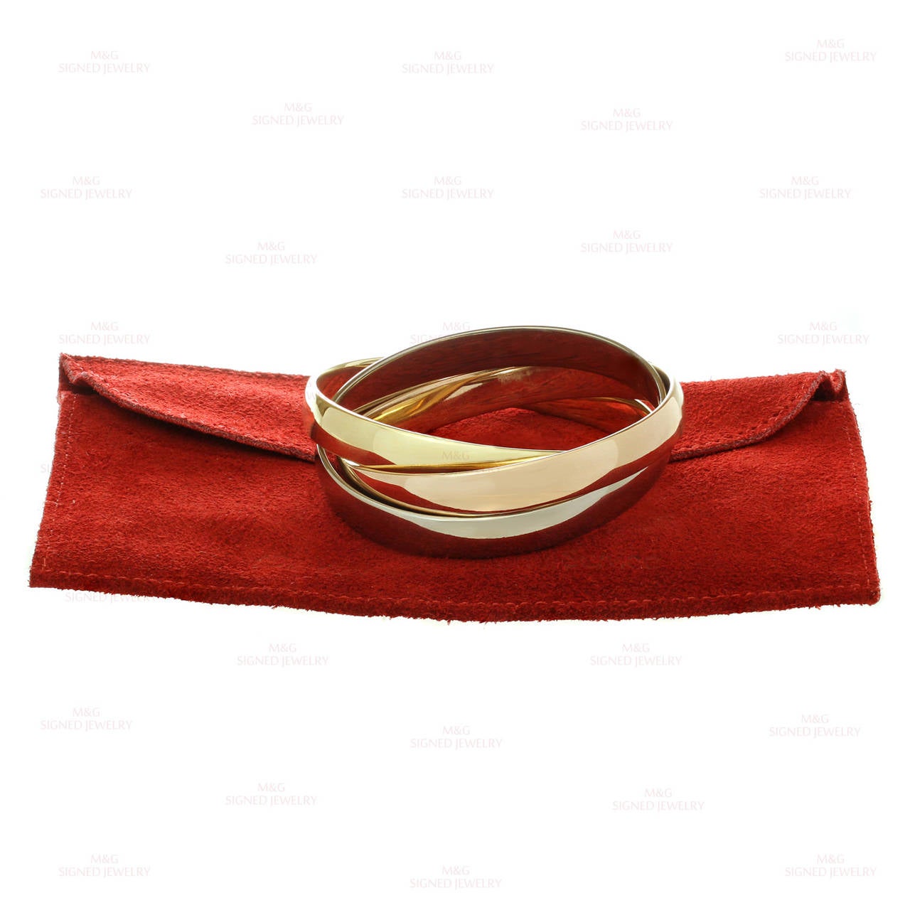 1980s Cartier Trinity Tri-Gold Extra Wide, Largest Model, Small Size Bracelet