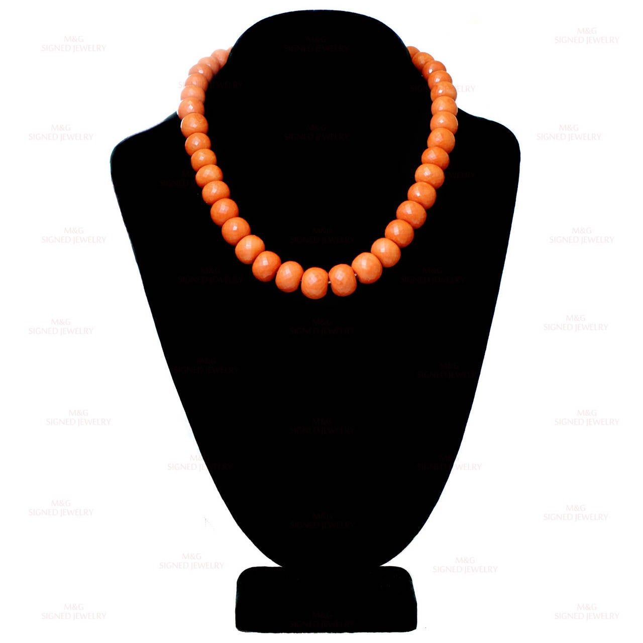 1940s Faceted Natural Red Coral Bead Gold Necklace GIA In Good Condition In New York, NY
