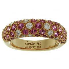 Cartier Pink Sapphire Diamond Gold Band Ring