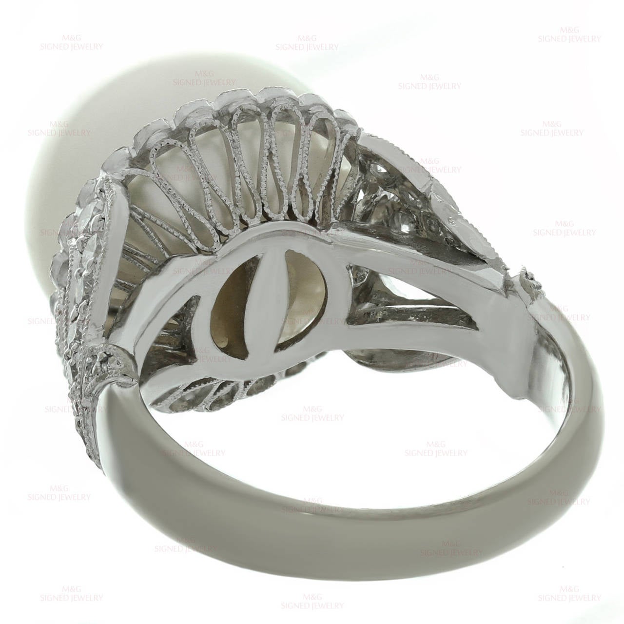 Pearl Diamond White Gold Ring 1