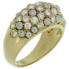 1980s Cartier Diamond Two Color Gold Dome Band Ring 7