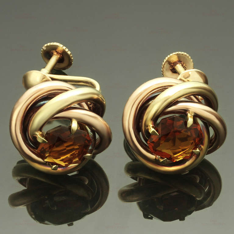 Cartier Love-Knot Citrine Rose and Yellow Gold Earrings In Good Condition In New York, NY