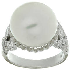 Pearl Diamond White Gold Ring 12