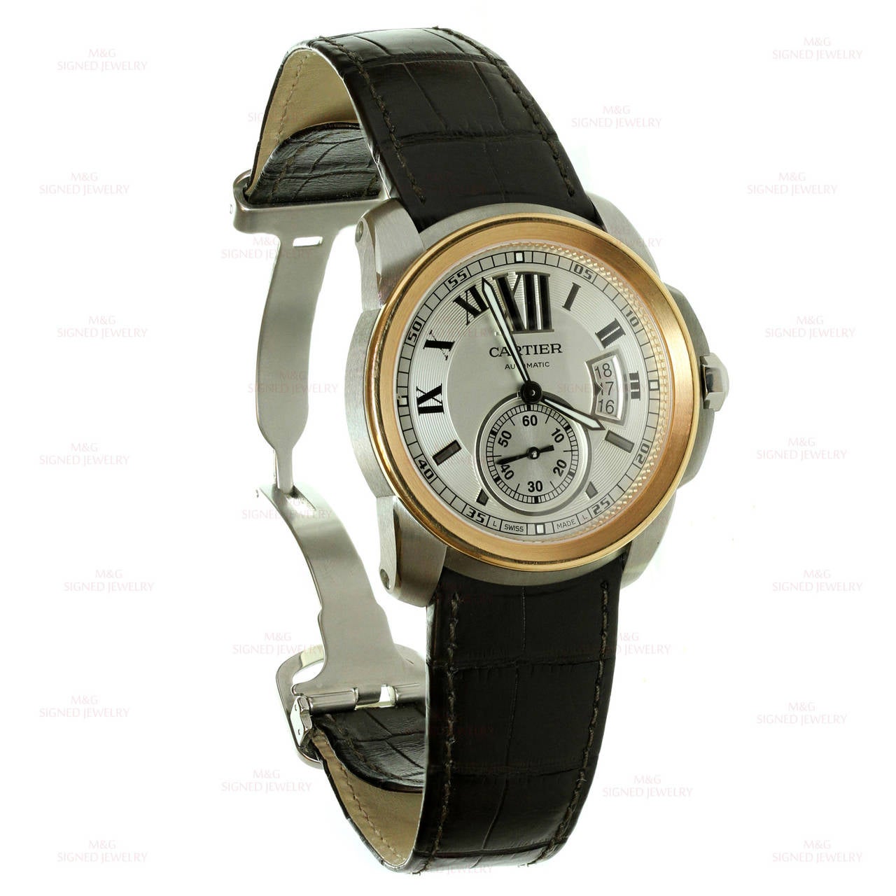 Cartier Rose Gold Stainless Steel Calibre de Cartier Automatic Wristwatch 2