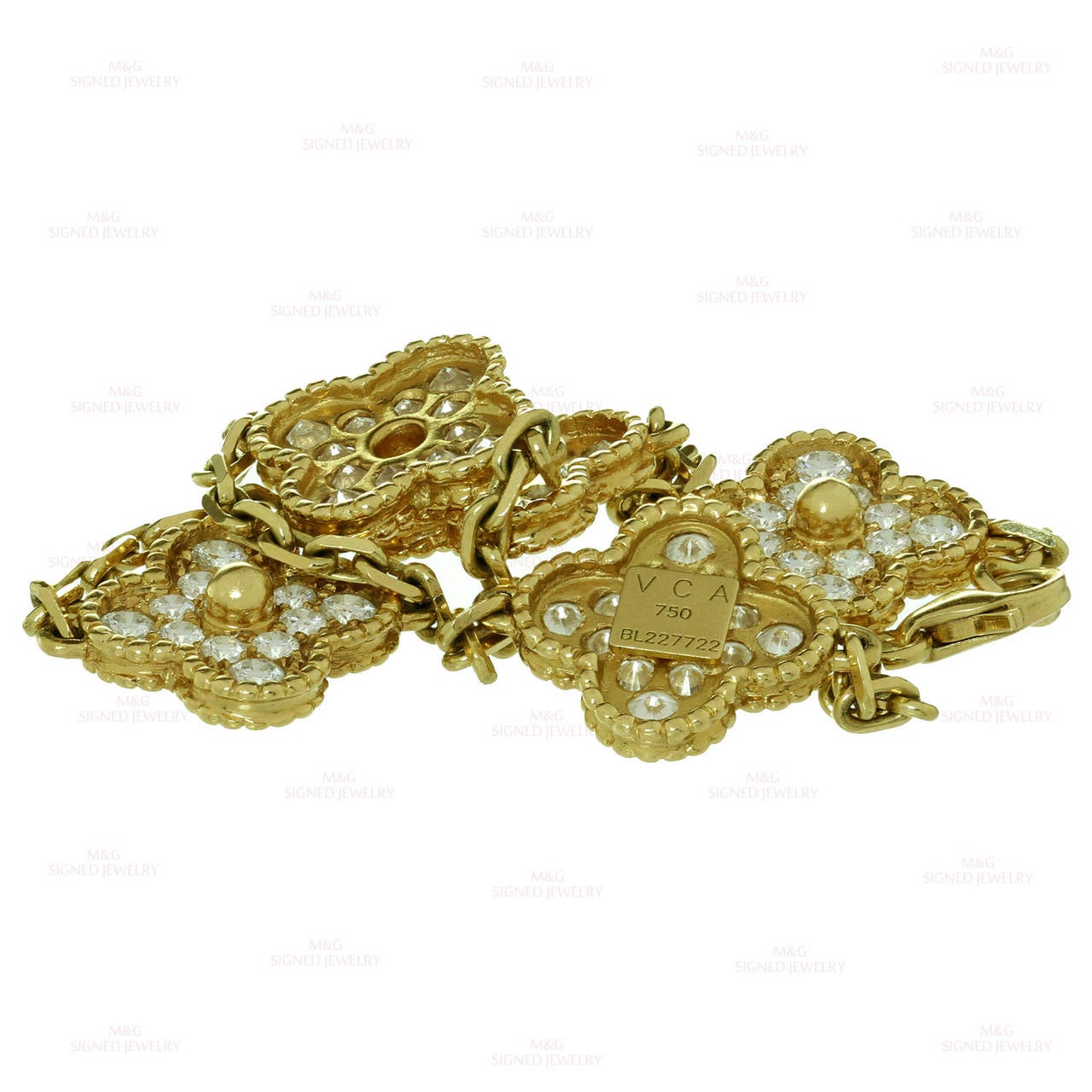 Women's Van Cleef & Arpels Alhambra Diamond Gold Five Motif Bracelet