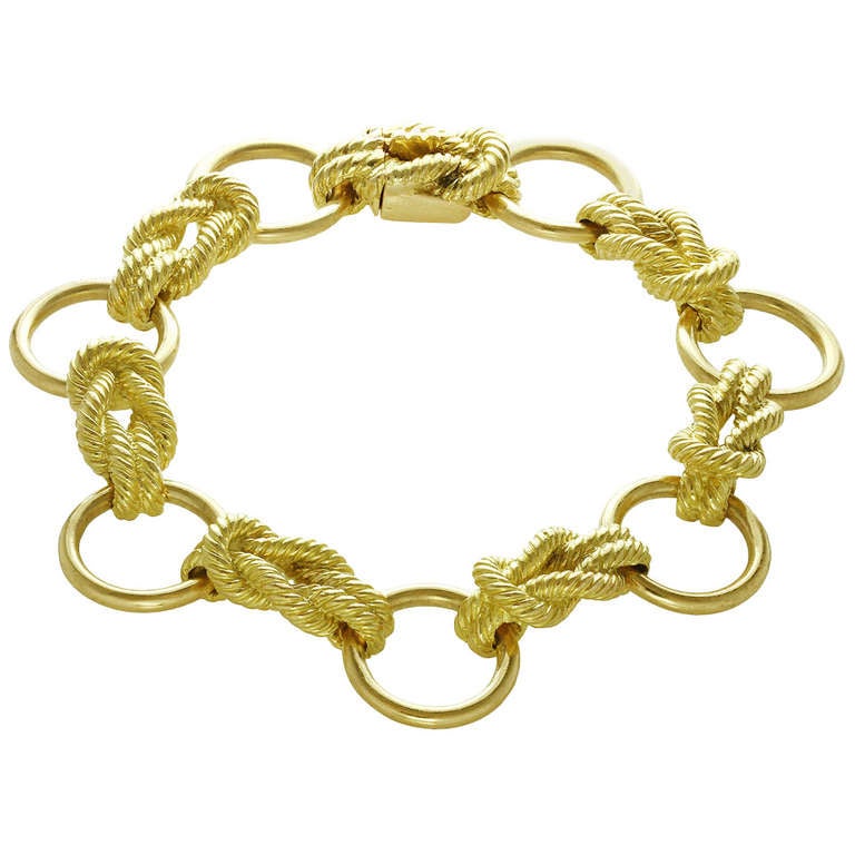 Rare 1970s HERMES Paris Yellow Gold Link Bracelet