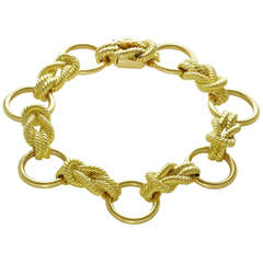 Rare 1970s HERMES Paris Yellow Gold Link Bracelet