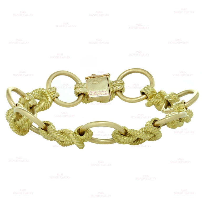 Rare 1970s HERMES Paris Yellow Gold Link Bracelet 1
