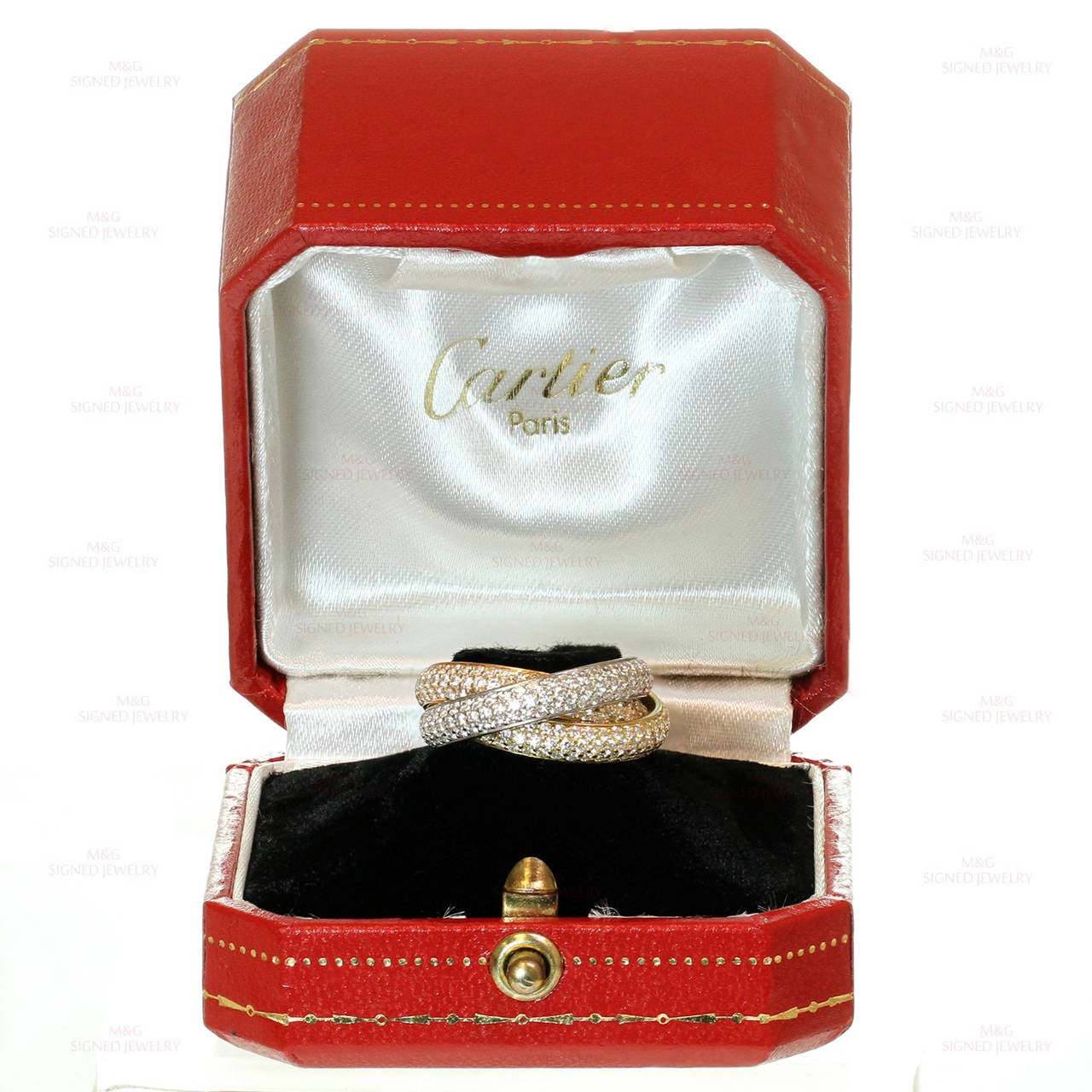 Trinity de Cartier Diamond Tri-Gold Band Ring