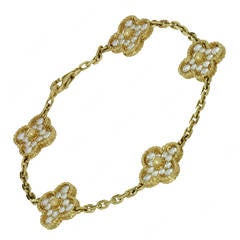 Van Cleef & Arpels Alhambra Diamond Gold Five Motif Bracelet