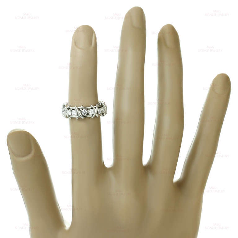 Tiffany & Co. Jean Schlumberger Sixteen-Stone Diamond X Band Ring Size 47 3