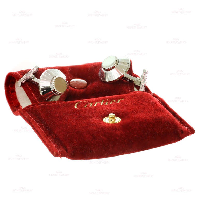 Cartier Safe Combination Lock White Gold Cufflinks In Excellent Condition In New York, NY