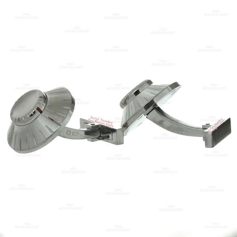 Cartier Safe Combination Lock White Gold Cufflinks 1