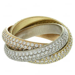 Trinity de Cartier Diamond Tri-Gold Band Ring