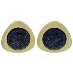 1980s Lapis Lazuli Yellow Gold Earrings