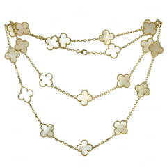Vintage Van Cleef & Arpels Alhambra Mother-of-Pearl Gold 20 Motif Necklace
