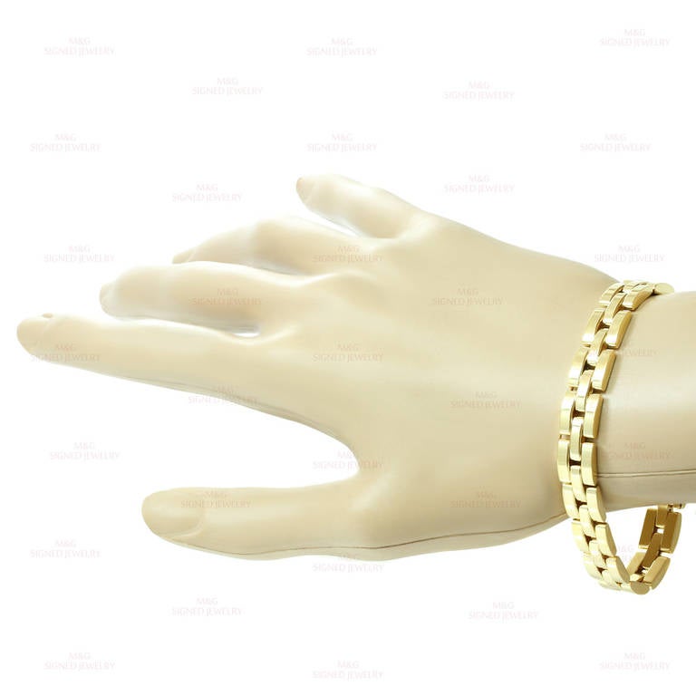 Cartier 1990s Panthere Yellow Gold Three-Row Link Bracelet In Excellent Condition In New York, NY